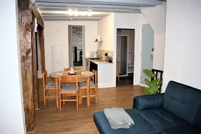 Cuisine ou kitchenette dans l'établissement Gite Le Nid des Zoo Zio, 5mn Beauval, appartement terrasse centre-ville
