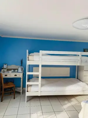 Un ou plusieurs lits dans un hébergement de l'établissement Les Mariniers Chambres d'Hôtes avec aire de jeux proche du ZooParc de Beauval - Spa nordique en option