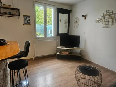 Télévision ou salle de divertissement dans l'établissement Appart T2 avec cour