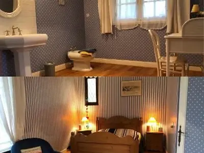 Salle de bains dans l'établissement Évasion champêtre : Maison avec piscine, tennis, et étang au cœur de 50 hectares de forêt - FR-1-410-307