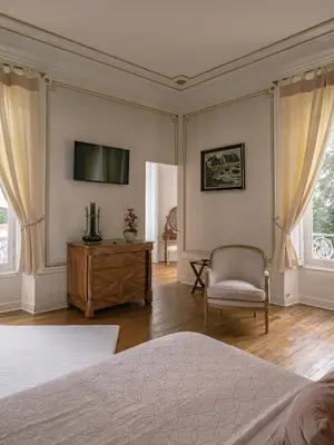 Télévision ou salle de divertissement dans l'établissement Château des Orchidées Stay in a French Castle