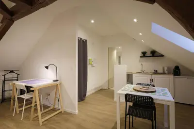 Cuisine ou kitchenette dans l'établissement Studio neuf cosy La flèche