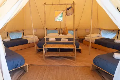 Un ou plusieurs lits dans un hébergement de l'établissement Lodg'ing Nature Camp Châteaux de la Loire