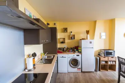 Cuisine ou kitchenette dans l'établissement Le Pont Royal