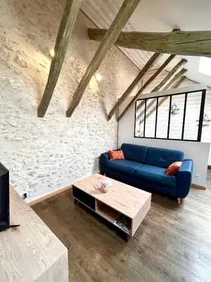 Coin salon dans l'établissement Cosy appartement au coeur de Blois, local vélo