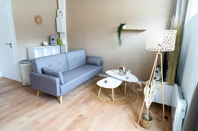 Coin salon dans l'établissement Appartement confort avec parking privé à Saumur