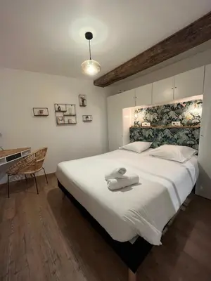 Un ou plusieurs lits dans un hébergement de l'établissement La Cour Chartraine - Cosy appartement avec cour extérieur à Blois