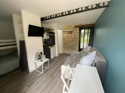 Télévision ou salle de divertissement dans l'établissement Studio Indre climatisé, La halte de Cuzé, aux abords de la Loire à vélo