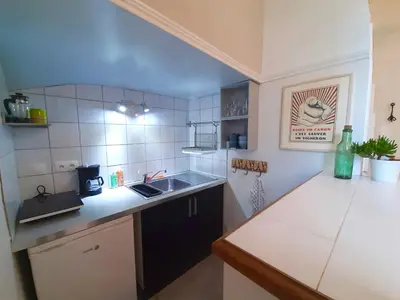 Cuisine ou kitchenette dans l'établissement En plein Coeur : charmant gite centre Amboise