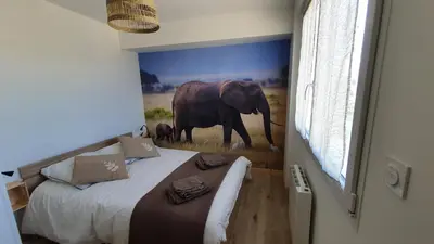 Un ou plusieurs lits dans un hébergement de l'établissement Gîte La Terrasse du Loir à 2km du Zoo de la Flèche