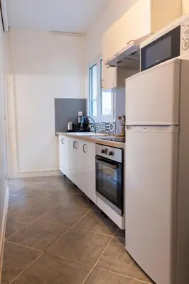 Cuisine ou kitchenette dans l'établissement Le Petit Plume, 5 minutes du Zoo de Beauval