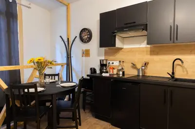 Cuisine ou kitchenette dans l'établissement Le Souplex du Tanneur