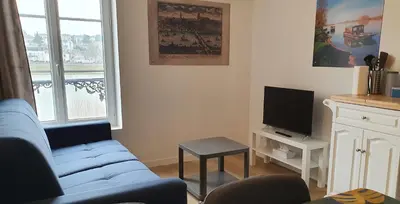 Télévision ou salle de divertissement dans l'établissement Gîtes des Cygnes vue sur Loire et linge inclus
