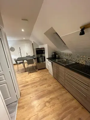 Cuisine ou kitchenette dans l'établissement Apparemment Parigne l’évêque