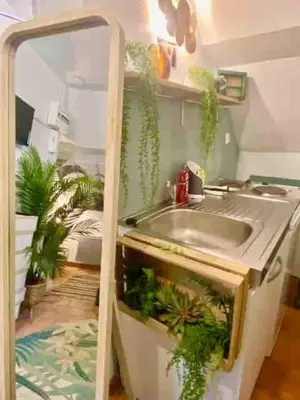 Cuisine ou kitchenette dans l'établissement Escale Tropicale à Blois