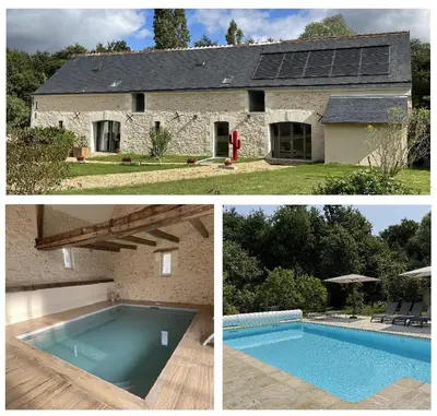 Piscine de l'établissement Les Gîtes de La Pellerie - 2 piscines intérieur & extérieur - Touraine - 3 gîtes - familial, calme, campagne ou située à proximité
