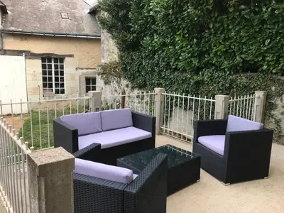 Coin salon dans l'établissement Agréable maison de bourg aux portes de TOURS