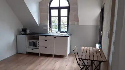 Cuisine ou kitchenette dans l'établissement Charmant studio en plein centre de Montoire