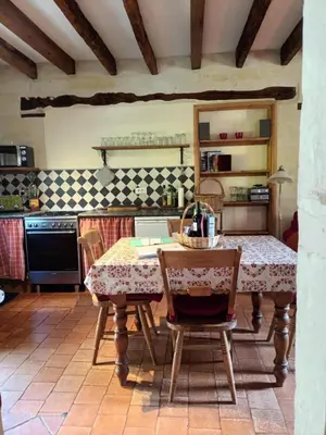 Cuisine ou kitchenette dans l'établissement Le Logis du Pressoir Self Catering Gites in beautiful 18th Century Estate in the heart of the Loire Valley with heated pool and extensive grounds.