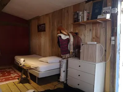 Un ou plusieurs lits dans un hébergement de l'établissement Le gîte du loir à vélo, gîte d'étape, maison de campagne