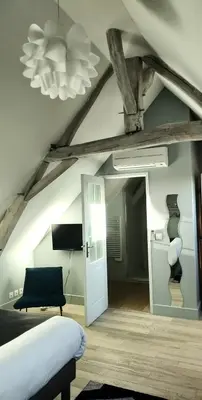 Télévision ou salle de divertissement dans l'établissement Les Logis d Ussé
