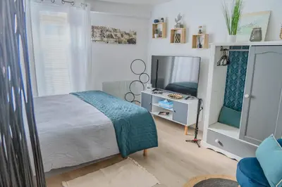 Un ou plusieurs lits dans un hébergement de l'établissement L'Appart'Mans -charmant-studio-centre ville-2 pers