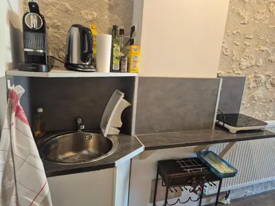 Cuisine ou kitchenette dans l'établissement Studio Les Tilleuls