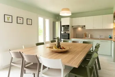 Cuisine ou kitchenette dans l'établissement Le Mayflower 2 à 14 p A 500M DU ZOO!! avec piscine