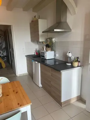 Cuisine ou kitchenette dans l'établissement Gite les pieds dans l'eau