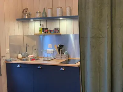 Cuisine ou kitchenette dans l'établissement Tiny house sur la Loire à vélo à Villandry