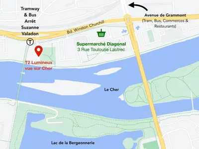 Plan de l'établissement T2 lumineux vue sur Cher, 8mn Gare & centre