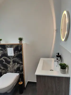 Salle de bains dans l'établissement Gîte Les Piraudières