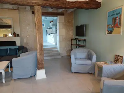 Télévision ou salle de divertissement dans l'établissement AUX BRIQUES ROUGES Au pied du château et à 4 km du zoo de Beauval