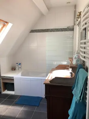 Salle de bains dans l'établissement L'Appart'Mans, luxueux, spacieux, bien situé