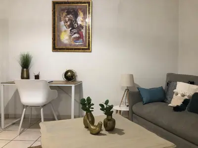Coin salon dans l'établissement Bel appartement spacieux et lumineux hyper centre Blois