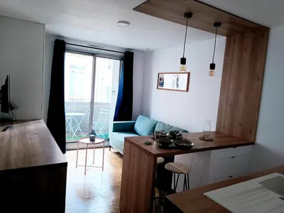 Cuisine ou kitchenette dans l'établissement Charmant Studio Refait à neuf Centre de Tours