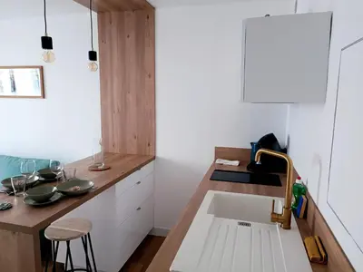 Cuisine ou kitchenette dans l'établissement Charmant Studio Refait à neuf Centre de Tours