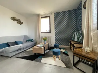Un ou plusieurs lits dans un hébergement de l'établissement Grand appartement en vallée de la loire