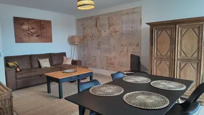Coin salon dans l'établissement Appartement Leonard de Vinci