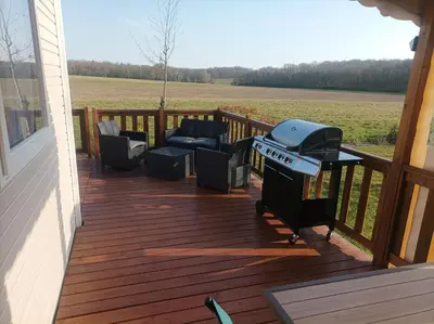 Balcon ou terrasse dans l'établissement Mobil home Le Galland de Dugny
