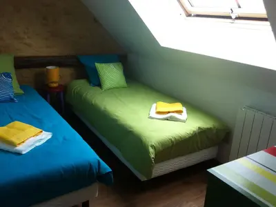 Un ou plusieurs lits dans un hébergement de l'établissement Longère sarthoise rénovée, à 20 min du Mans, 4 chambres, poêle à granulés, parking privé - FR-1-410-376