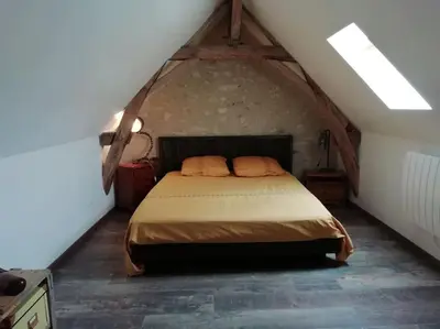 Un ou plusieurs lits dans un hébergement de l'établissement Charmante maison de village en Val de Loire