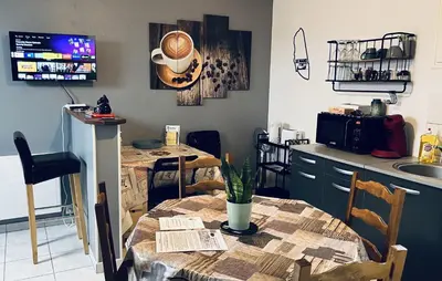 Télévision ou salle de divertissement dans l'établissement L'Arbre de Vy - T2 42m2 indépendant, 5 pers, garage, proche Gare