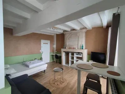 Coin salon dans l'établissement Studio meublé au pied des clochers tors