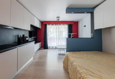 Cuisine ou kitchenette dans l'établissement Studio Moderne à Tours