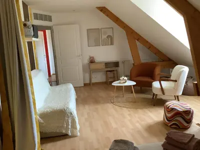 Coin salon dans l'établissement Maison à la campagne