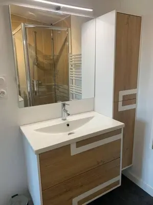 Salle de bains dans l'établissement joli logement indépendant