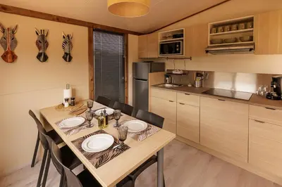Cuisine ou kitchenette dans l'établissement Les Gîtes du Bioparc