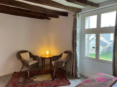 Coin salon dans l'établissement Gîtes du château de La Celle-Guenand
