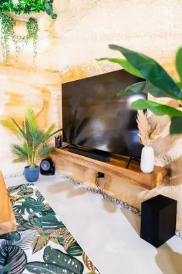 Télévision ou salle de divertissement dans l'établissement Suite troglodyte & spa privé - Luxe et détente
